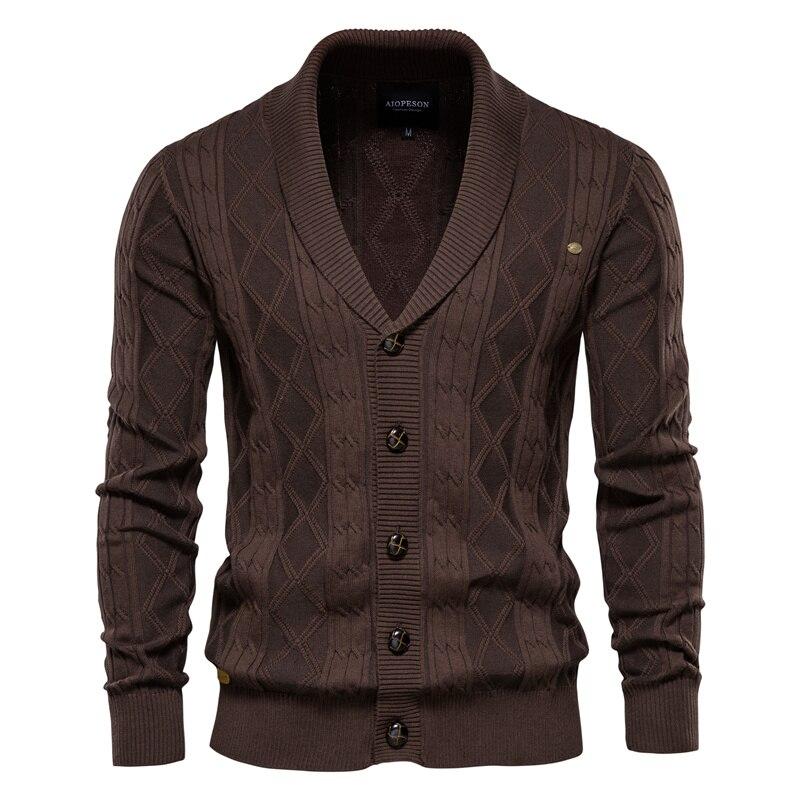 AIOPESON Men Fashion AIOPESON Katoenen vest Heren Casual Single Breasted Effen Kleur Business Heren Vesten Nieuwe Winter Mode Trui Heren XL 75-82 kg koffie