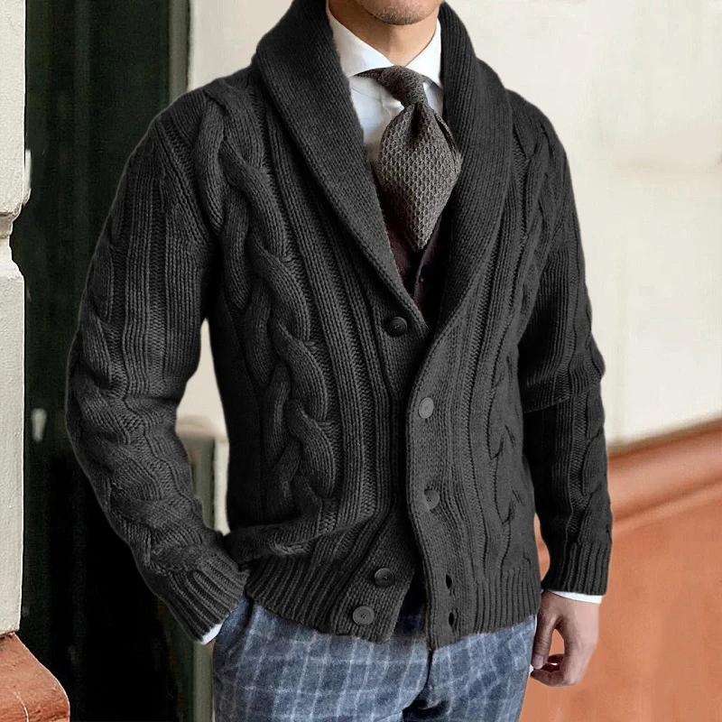 Garbword Herfst Winter Warme Trui Heren Cardigan Gebreid Lange Mouw Borstkraag Jas Man Casual Mode Breiwerk Kleding S zwart