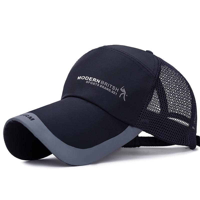ONIHUA Zomer Lange Rand Zonnebrandcrème Baseball Cap voor Mannen Outdoor Sport Mesh Cap Ademend Snapback Hoed Vrouwen Paardenstaart Panama Cap Vizier 55-60cm marineblauwe kleur