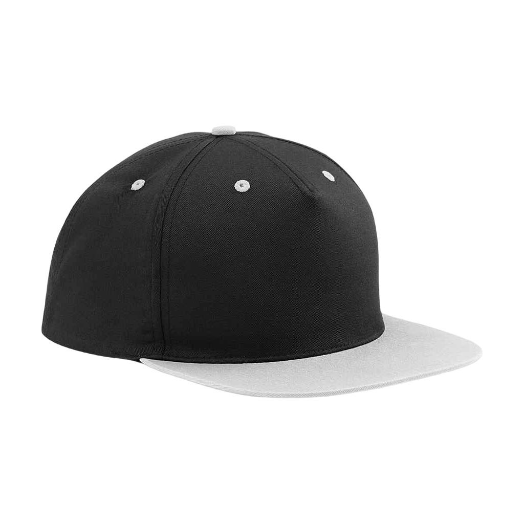 Beechfield contrasterende snapback-pet met 5 panelen One Size grijs/zwart