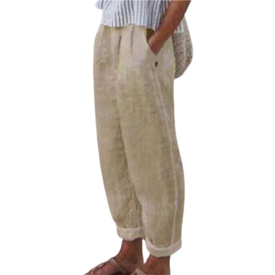 WomPersonals Mode populaire harembroek effen kleur zakken zomer elastische taille rechte pijpen joggingbroek streetwear 3XL kaki