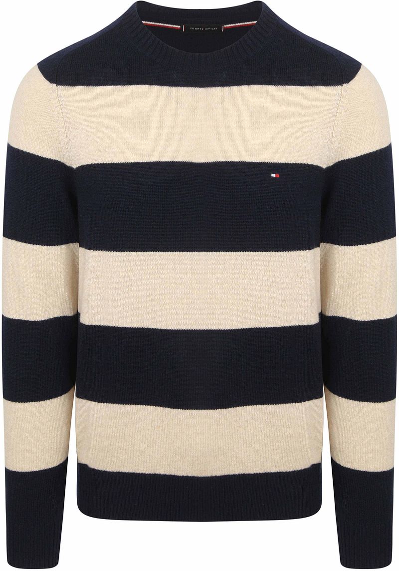 Tommy Hilfiger Trui Lamswol Streep Navy