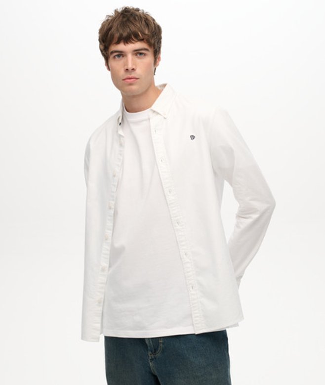 Superdry Klassiek Oxford Overhemd met Lange Mouwen White