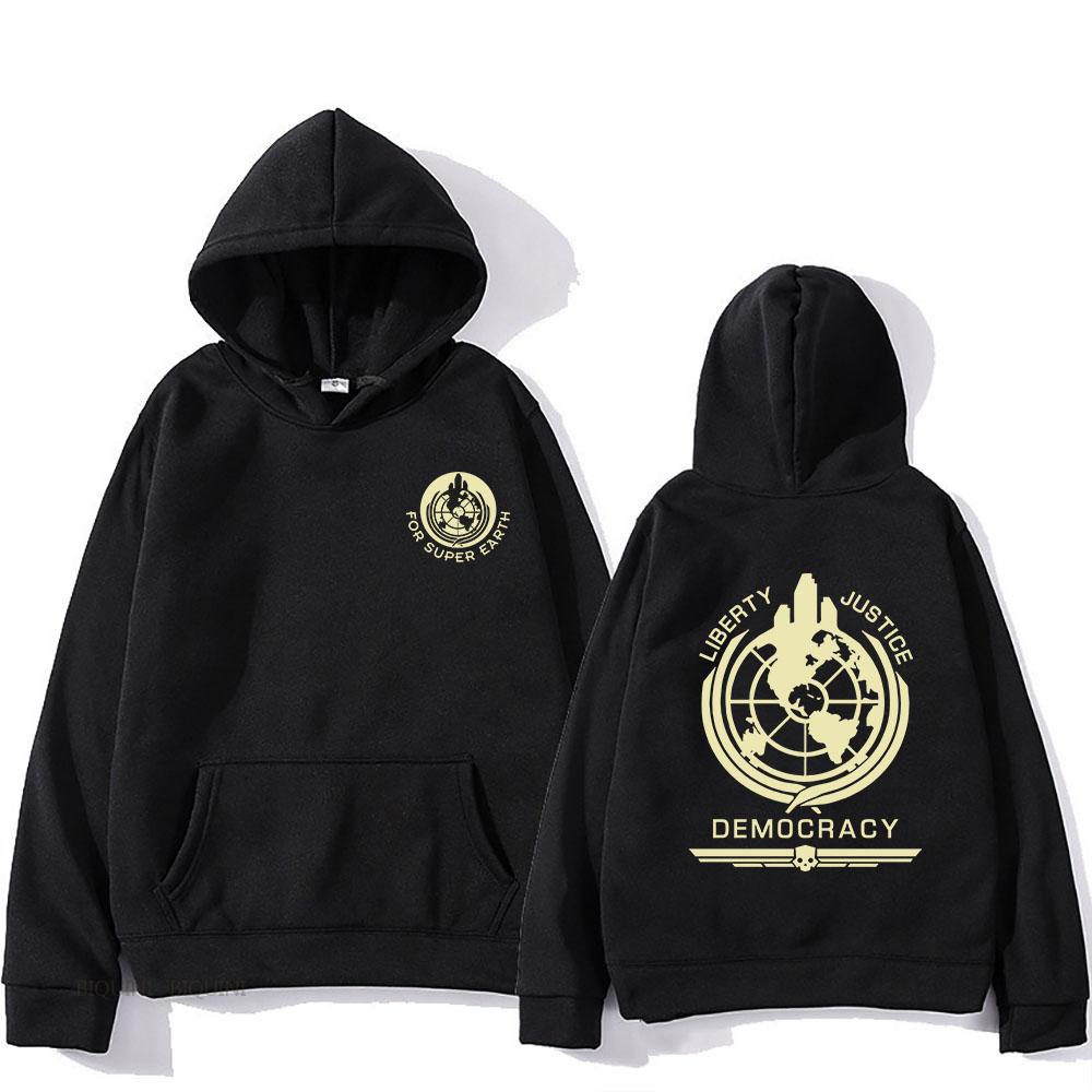 Trendy discount Helldivers Hoodie Comfortable Hooded Long Sleeve Sweatshirt Men/women for Autumn/Winter Clothing Casual Graphic Printing Hoody L zwart