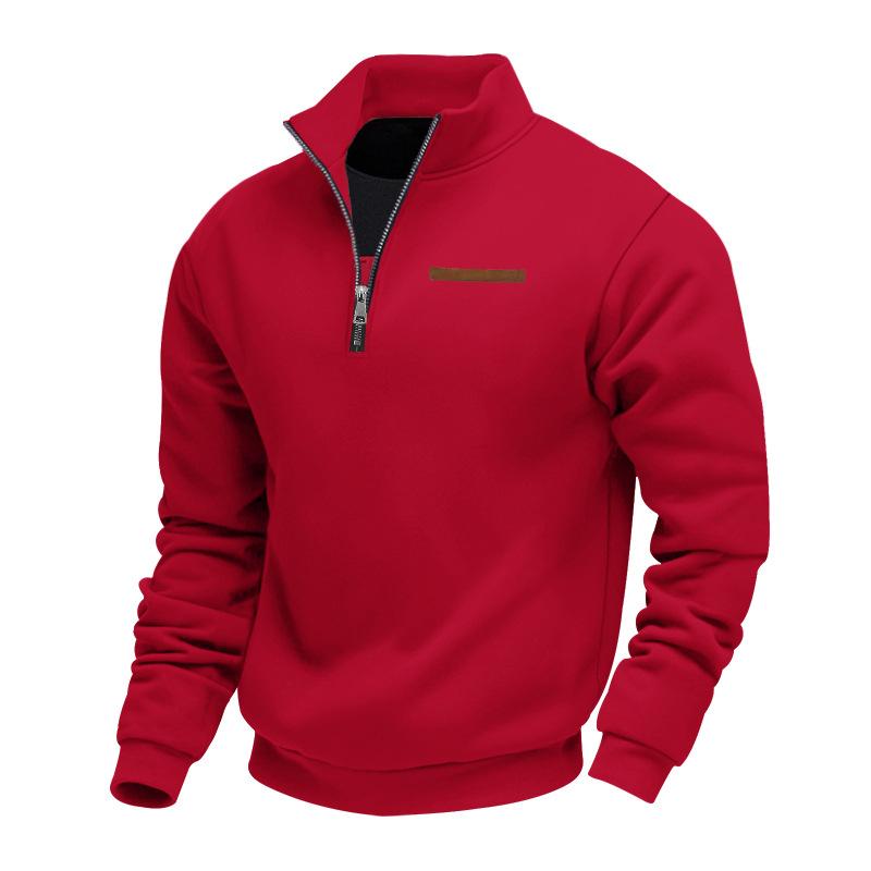 Lizhu Half-zip loose-fit stand-collar pullover plain-colour casual sweatshirt for men XXXL