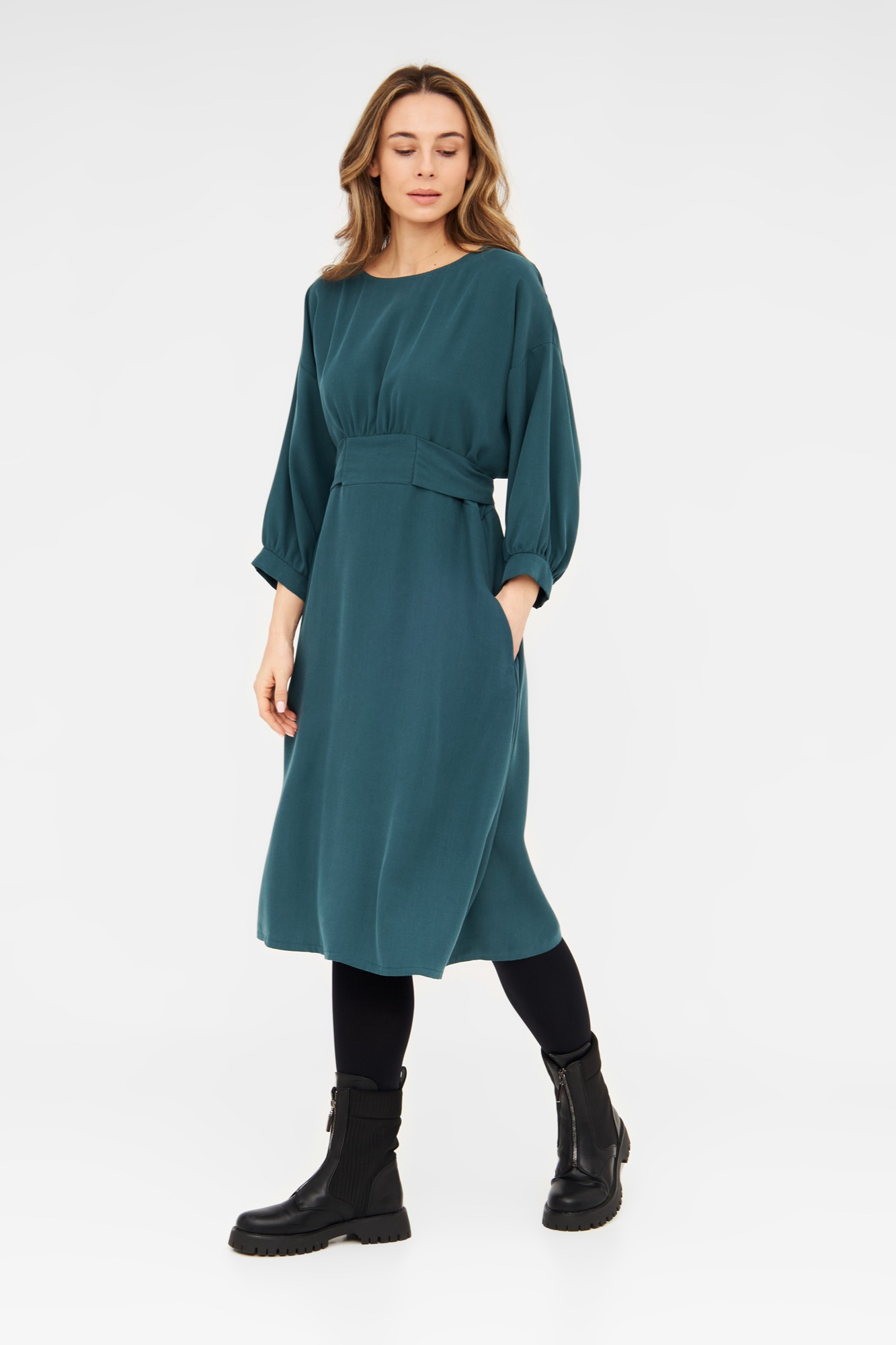 WiDDA Damen vegan Kleid Lisanne Petrol