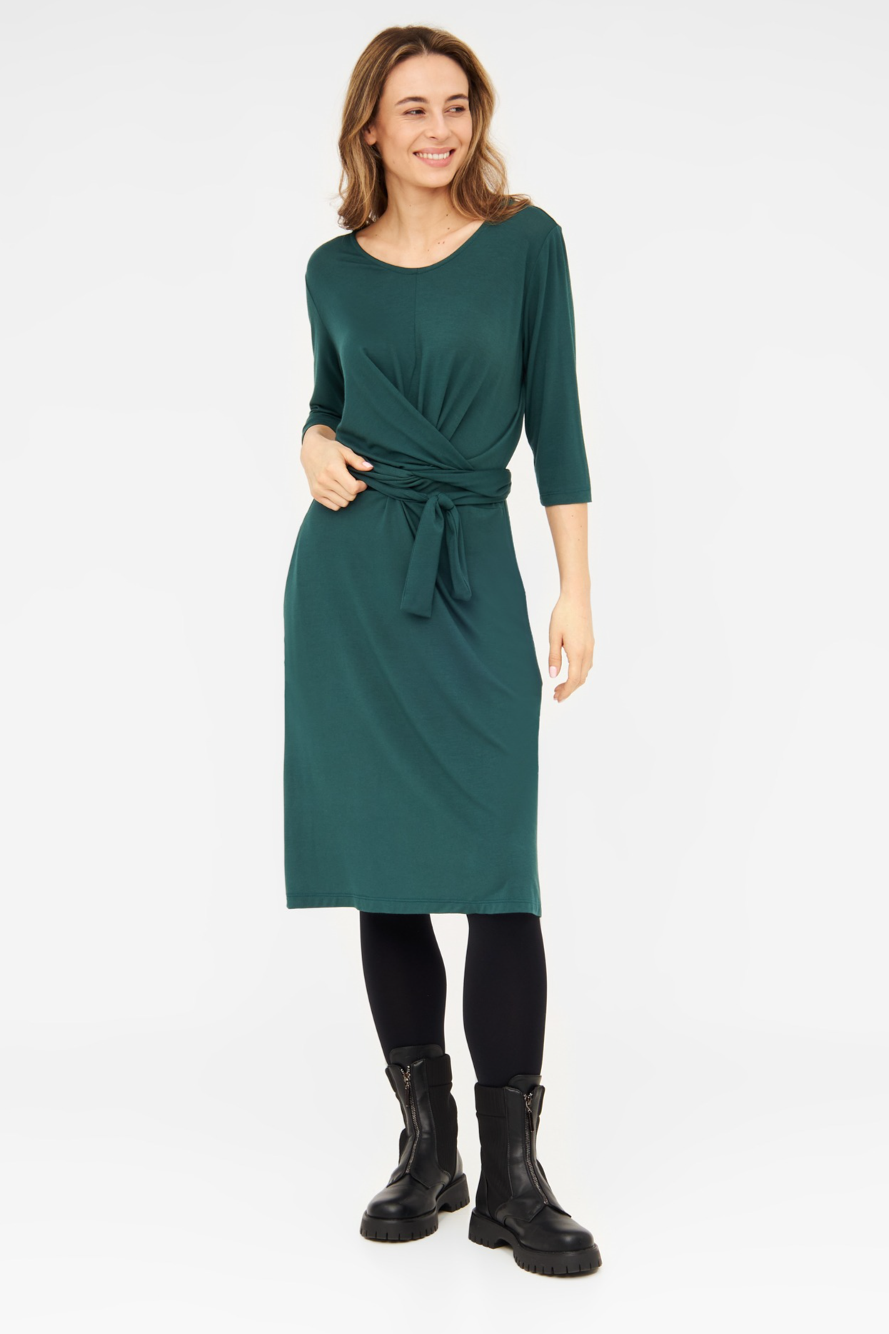 WiDDA Damen vegan Kleid Jersey Slinga Petrol