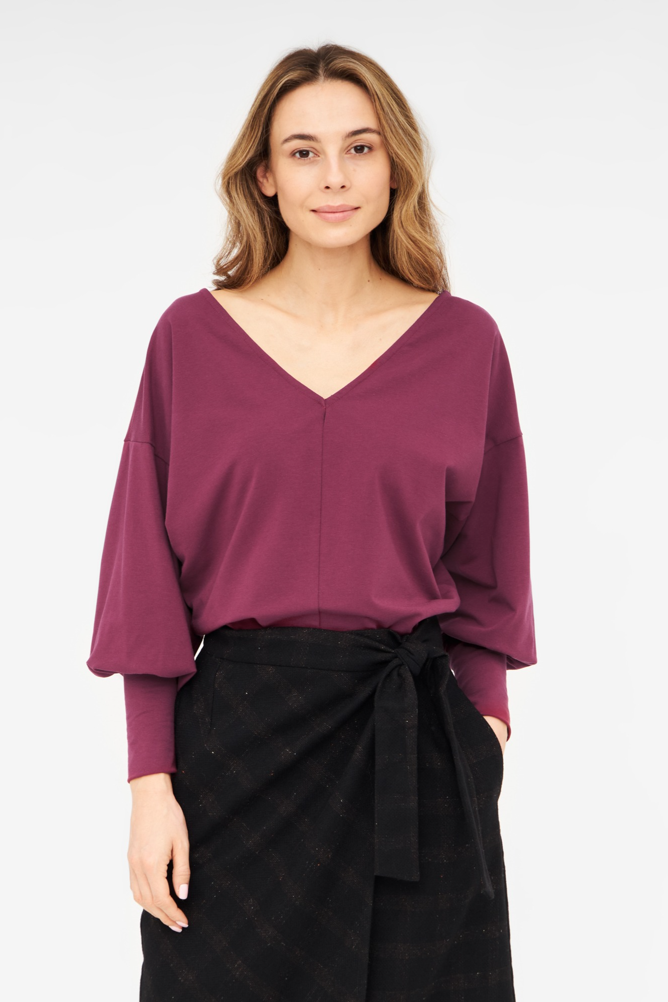 WiDDA Damen vegan Langarmshirt Ava Beerenrot