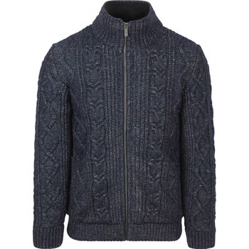 State Of Art Trui  Vest Cable Zip Melange Navy