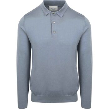 Profuomo Sweater  Longsleeve Poloshirt Merinowol Blauw