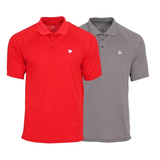 Donnay Donnay Heren - 2-Pack - Sport Polo Bjorn - Poppy Red & Steel Grey