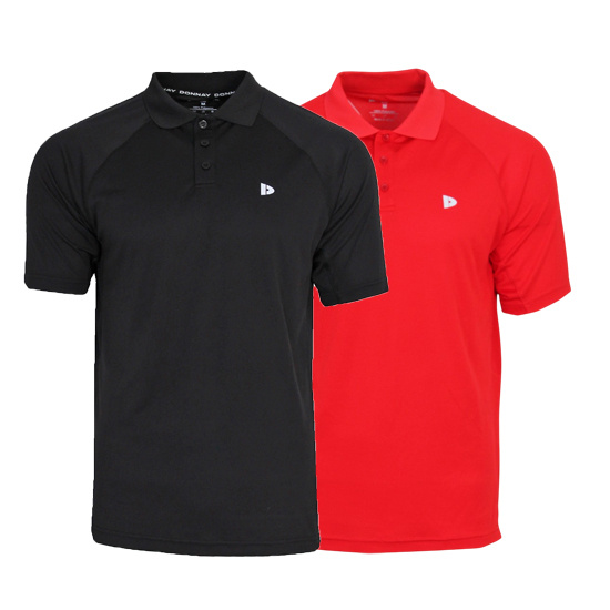 Donnay Donnay Heren - 2-Pack - Sport Polo Bjorn - Zwart & Poppy Red