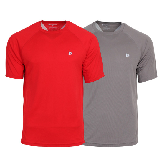 Donnay Donnay Heren - 2-Pack - Sport T-shirt André - Poppy Red & Steel Grey