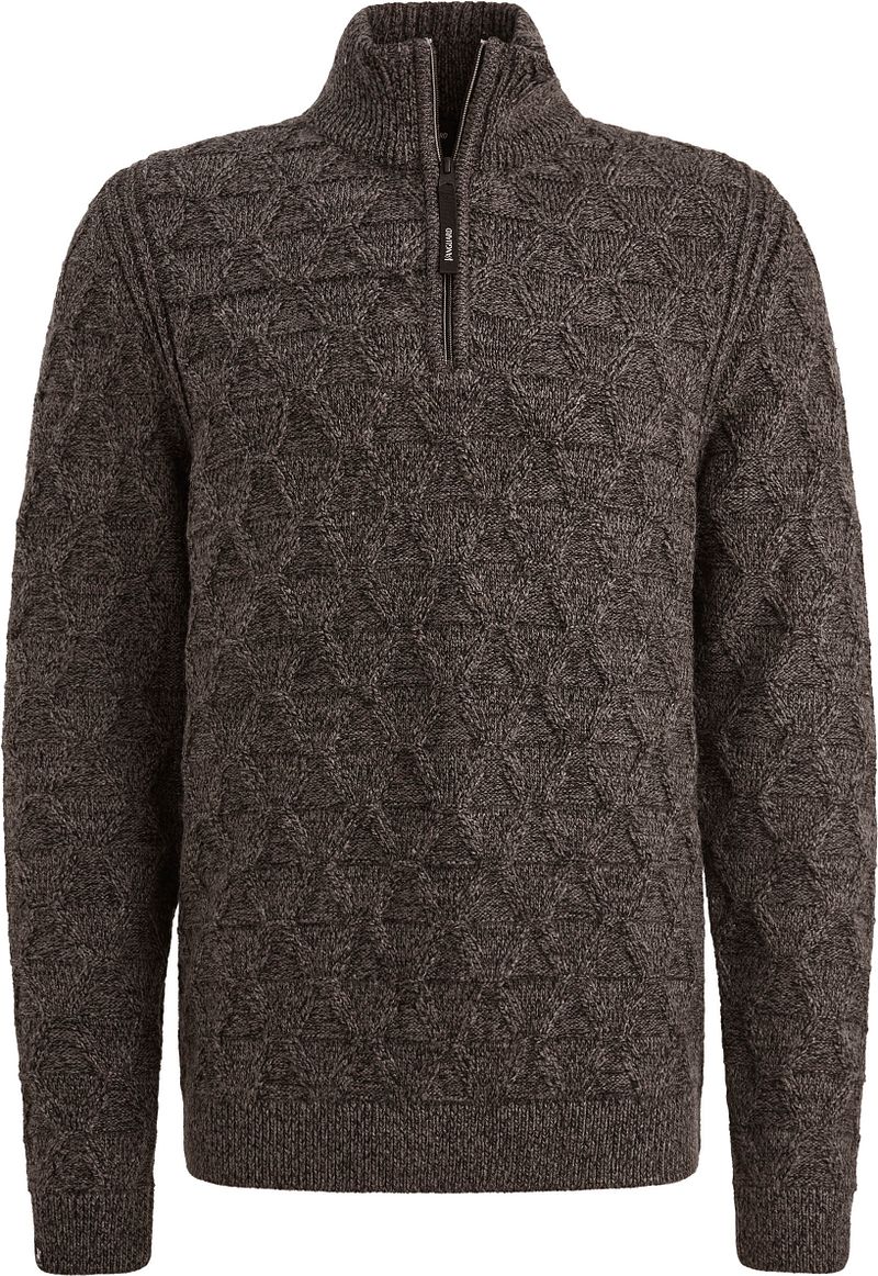 Vanguard Trui Half Zip Wol Blend Bruin