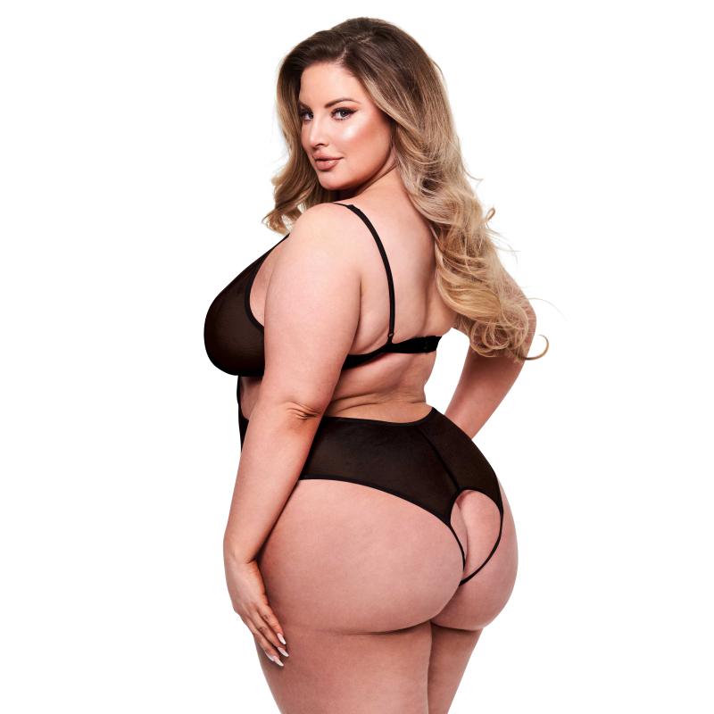 Baci Lingerie Baci - Sexy Crotchless Mesh Teddy Black Queen