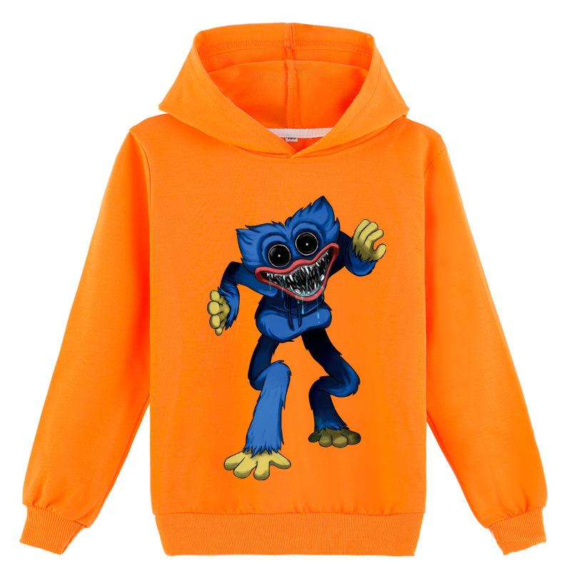 Memory Q Kinder 3D hoodie Huggy Wuggy trui Poppy Speeltijd Kindersweater Y455 130cm oranje
