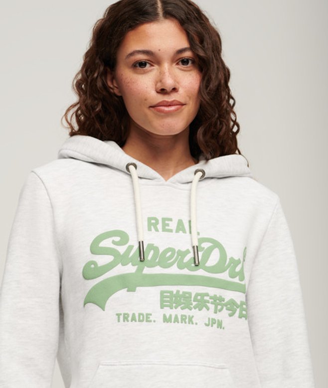 Superdry Neon Hoodie met Print Lichtgrijs