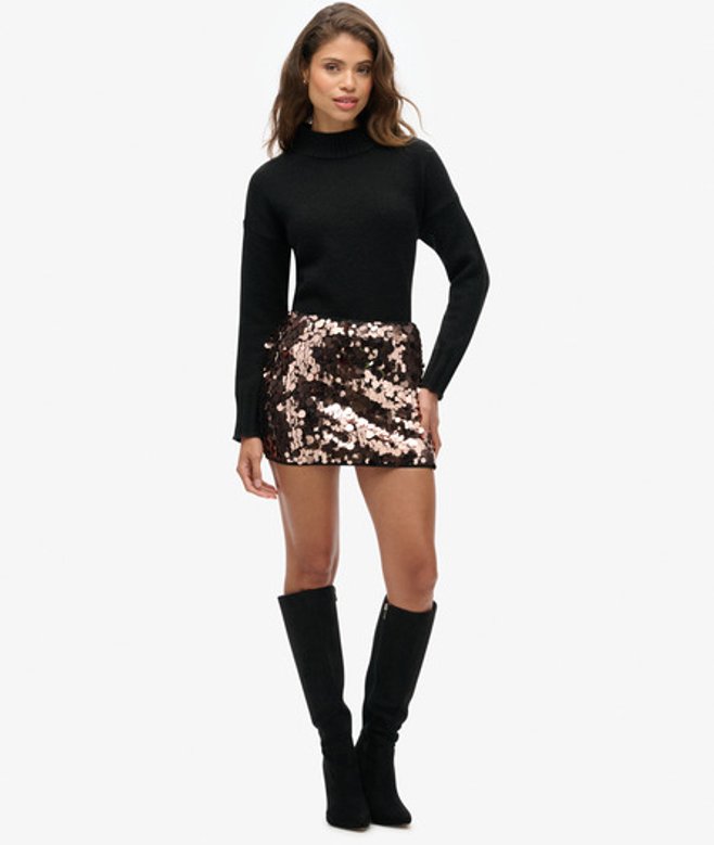 Superdry Disc Minirok met Lovertjes Roze