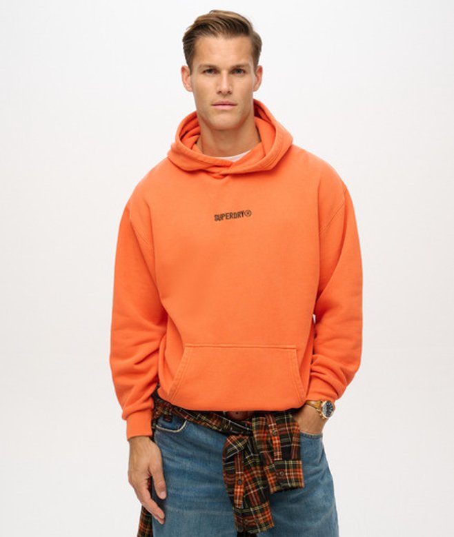 Superdry Hoodie met Losse Pasvorm en Klein Logo Oranje