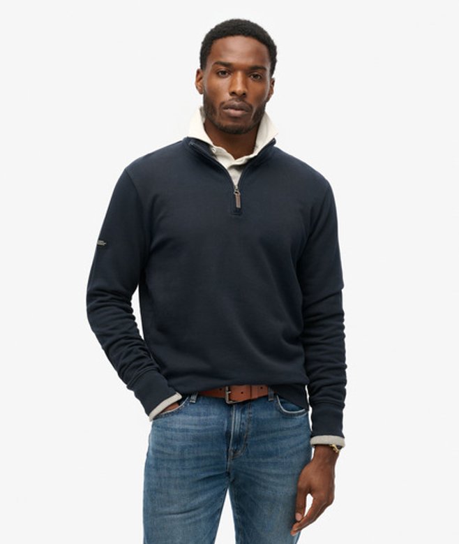 Superdry Core Sweatshirt met Logo en Halve Rits Blauw