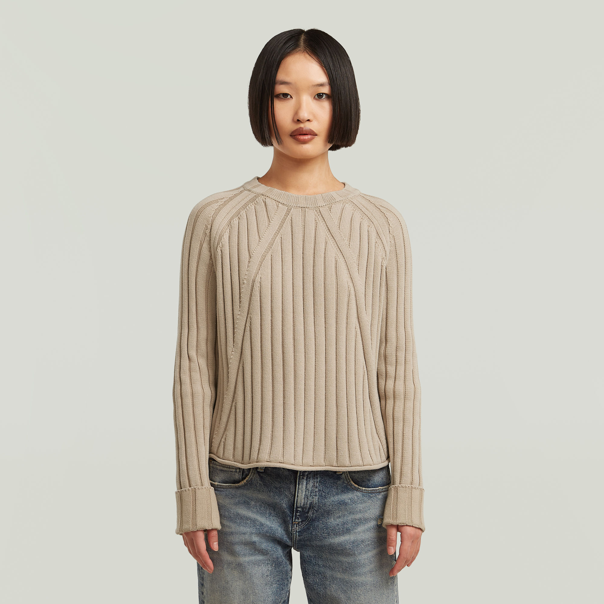 G-Star RAW Washed Loose Gebreide Trui - Beige - Dames