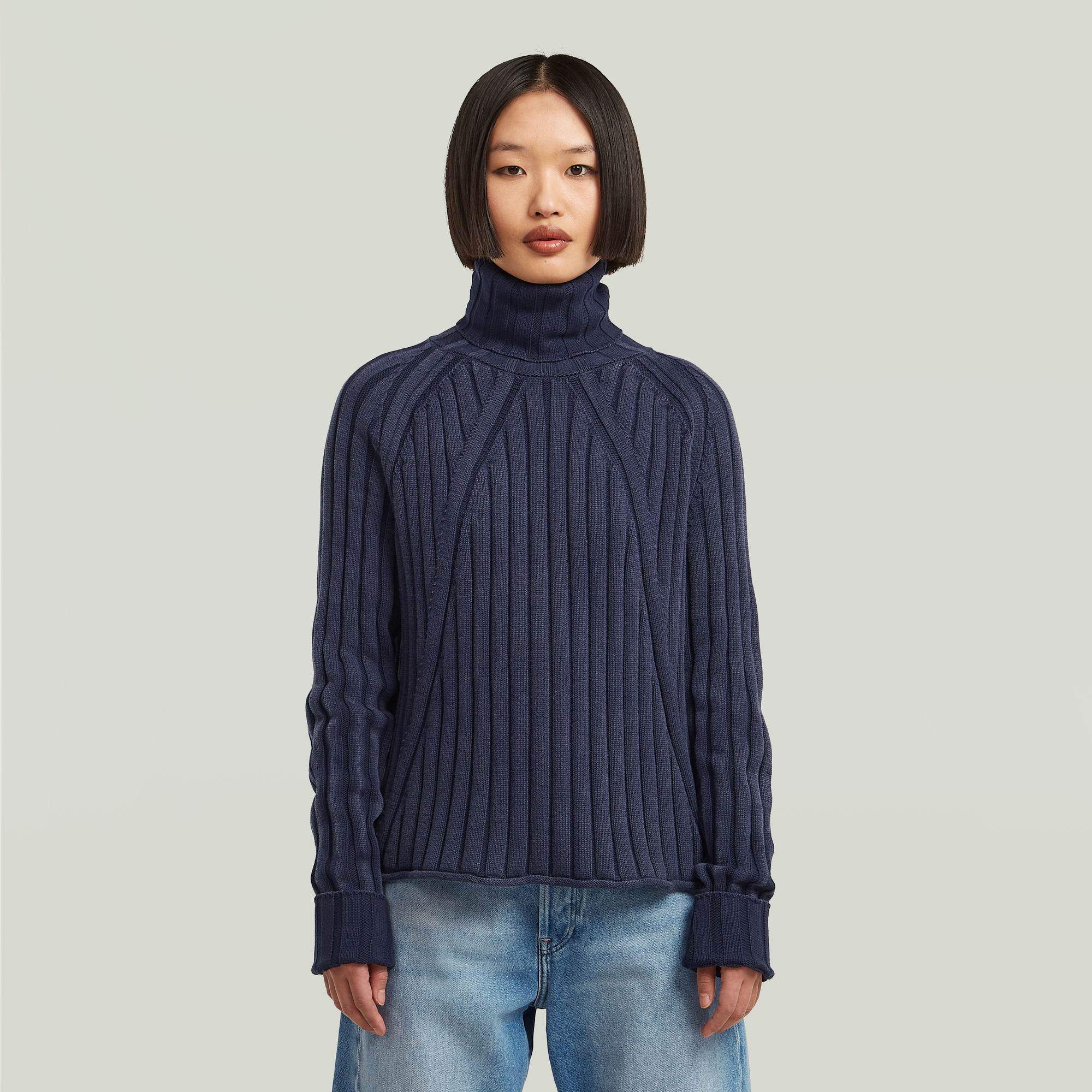 G-Star RAW Washed Loose Turtle Gebreide Trui - Donkerblauw - Dames