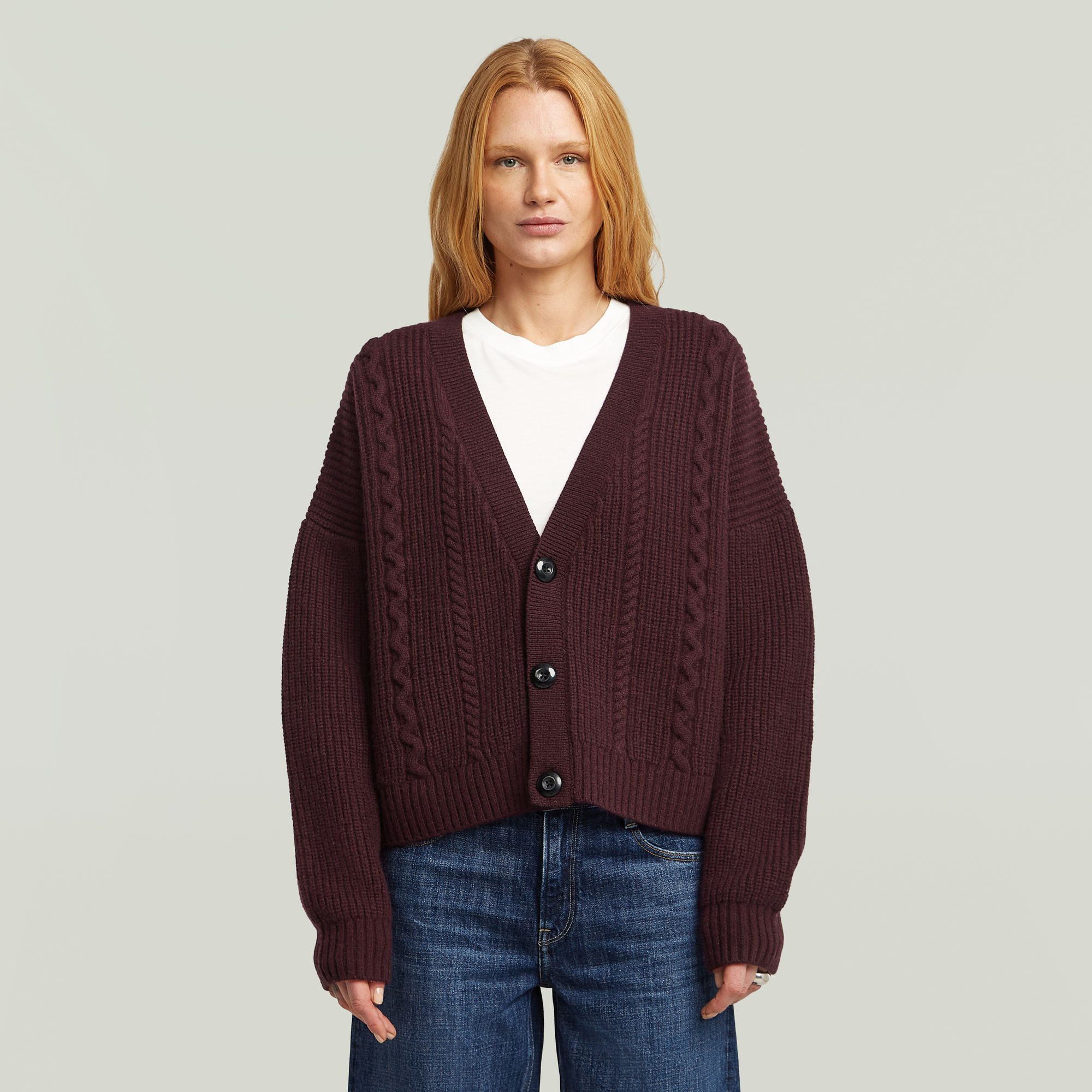 G-Star RAW Cable Cropped Gebreid Vest - Rood - Dames