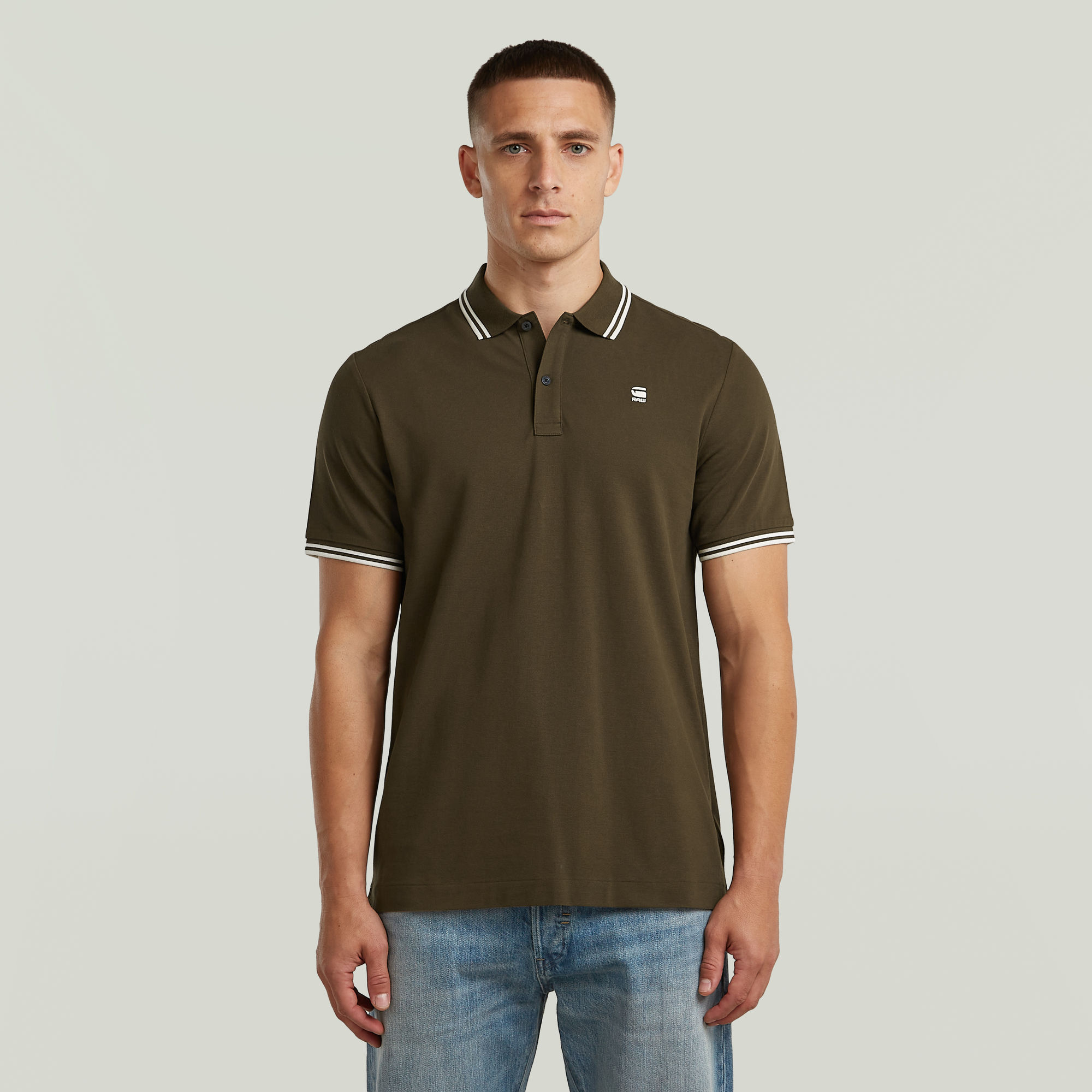 G-Star RAW Dunda Slim Stripe Polo - Bruin - Heren