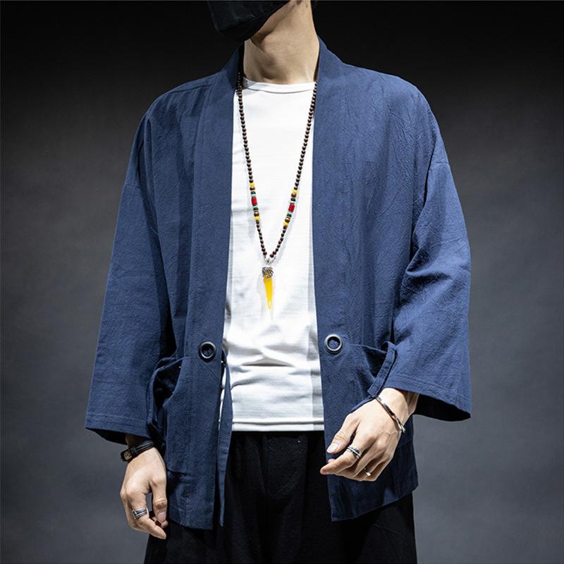 Tooyoo Kimono Vest Retro Traditionele Japanse Samurai Kleding Chinese Stijl Katoen Linnen Haori Yukata Streetwear M