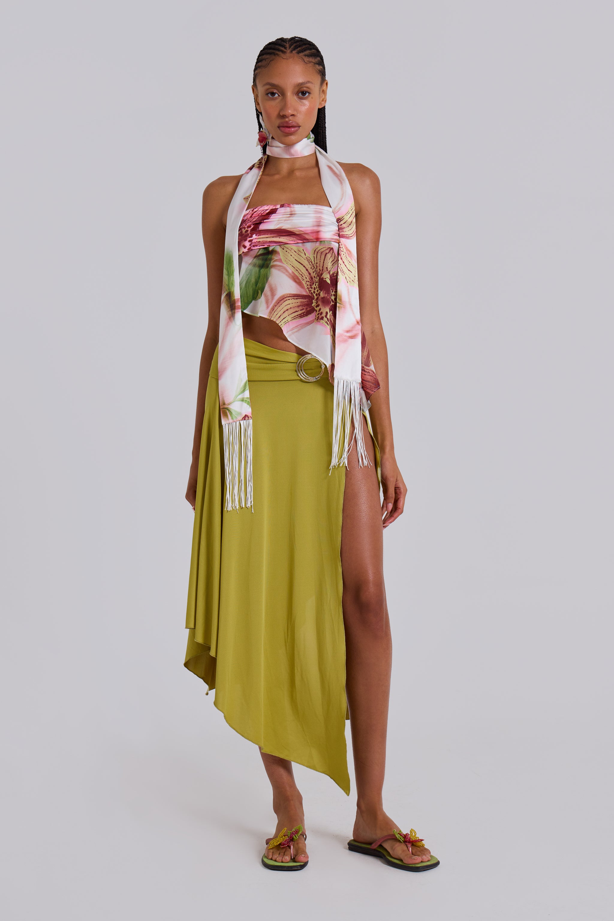 Jaded London Riana Asymmetric Midi Skirt