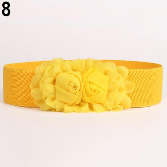 Eyeonsome Damesmeisjesmode Brede elastische elastische tailleband Effen kleur Bloemtailleband