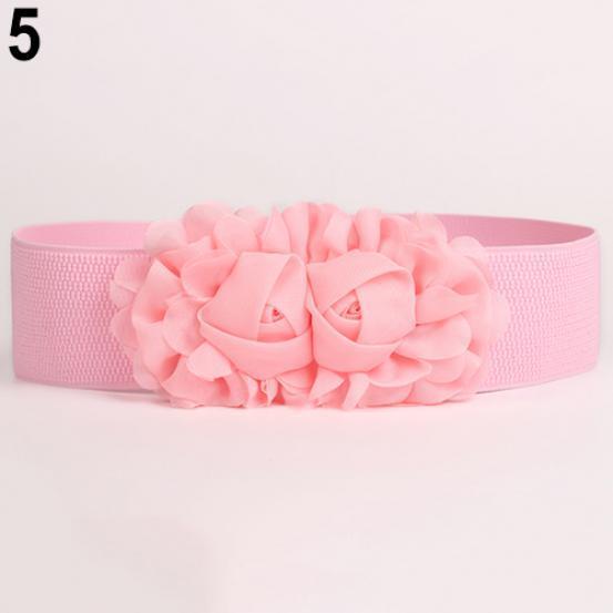 Eyeonsome Damesmeisjesmode Brede elastische elastische tailleband Effen kleur Bloemtailleband
