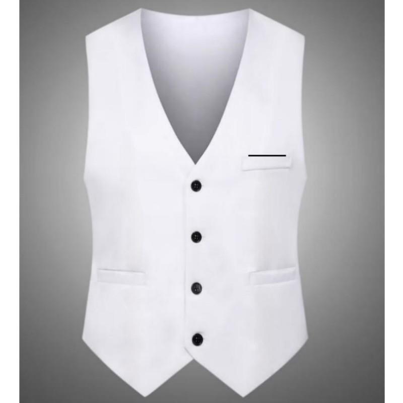 Wutuntun Business  Waistcoat Solid Color Vests Jacket Men Fashion Formal Groom Wedding  Vests Slim  Tops Plus Size XXXXL wit