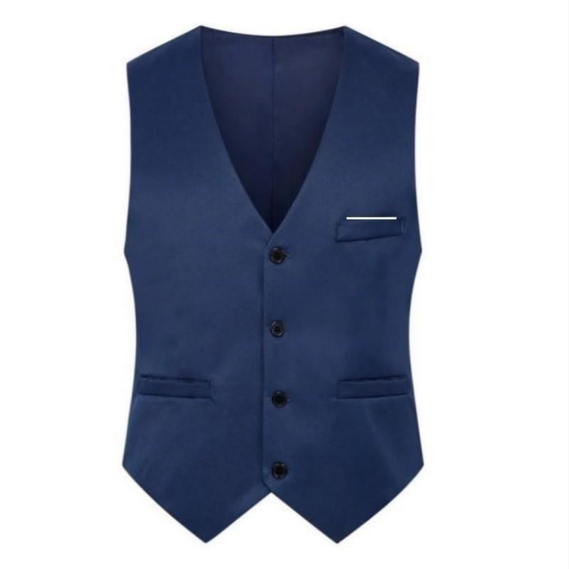 Wutuntun Business  Waistcoat Solid Color Vests Jacket Men Fashion Formal Groom Wedding  Vests Slim  Tops Plus Size XXXXL saffierblauwe kleur
