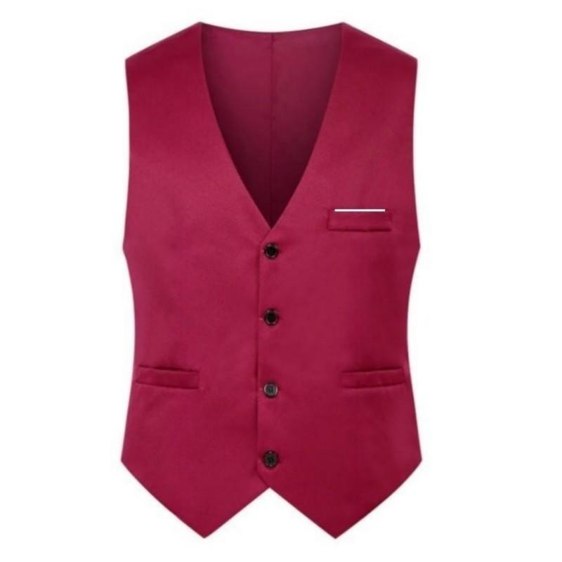 Wutuntun Business  Waistcoat Solid Color Vests Jacket Men Fashion Formal Groom Wedding  Vests Slim  Tops Plus Size XXL wijnrode kleur