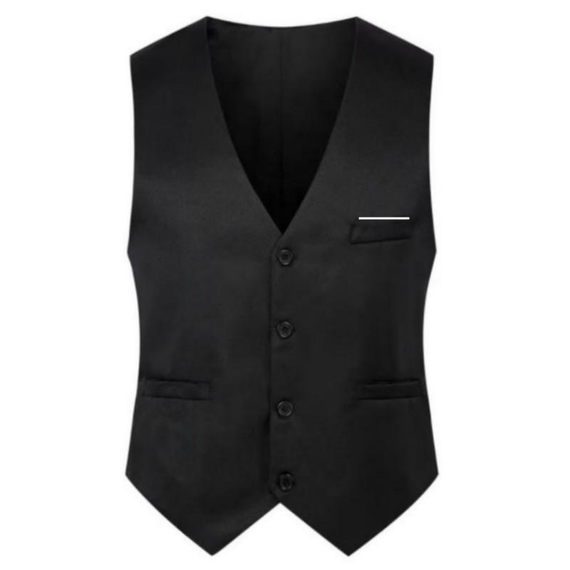 Wutuntun Business  Waistcoat Solid Color Vests Jacket Men Fashion Formal Groom Wedding  Vests Slim  Tops Plus Size S zwart