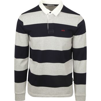 Mcgregor Polo Shirt Lange Mouw  Rugbyshirt Streep Navy Grijs