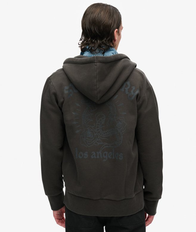 Superdry Losvallende Tattoo Hoodie met Print Zwart