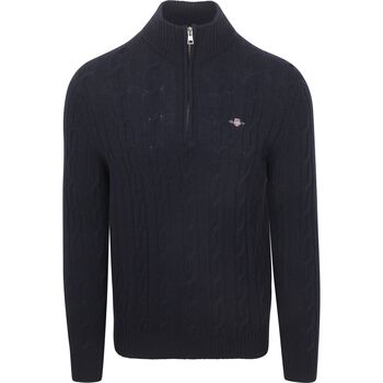 Gant Trui  Halfzip Lamswol Trui Cable Navy