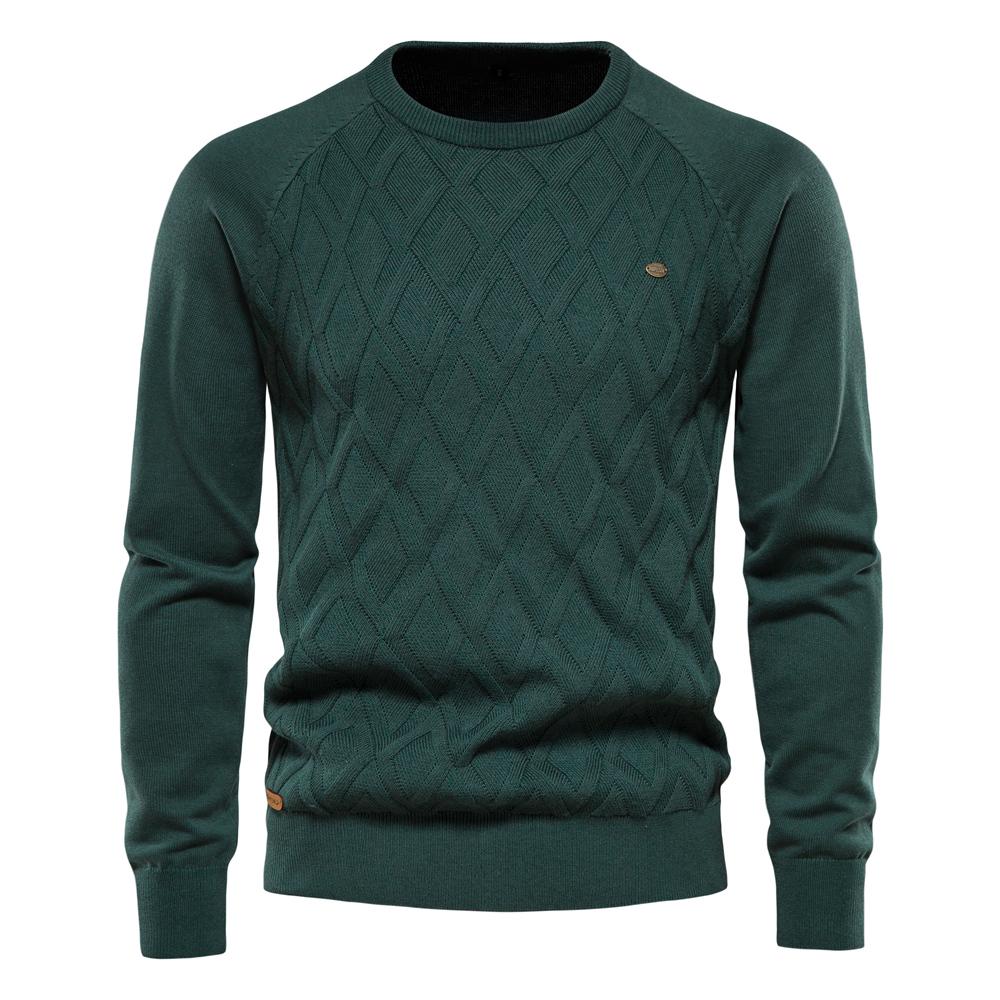 AIOPESON Men Fashion AIOPESON Argyle heren Basic Trui Effen Kleur O-hals Gebreide Mannelijke Trui Winter Mode Nieuwe Truien voor Mannen L 70-78 kg