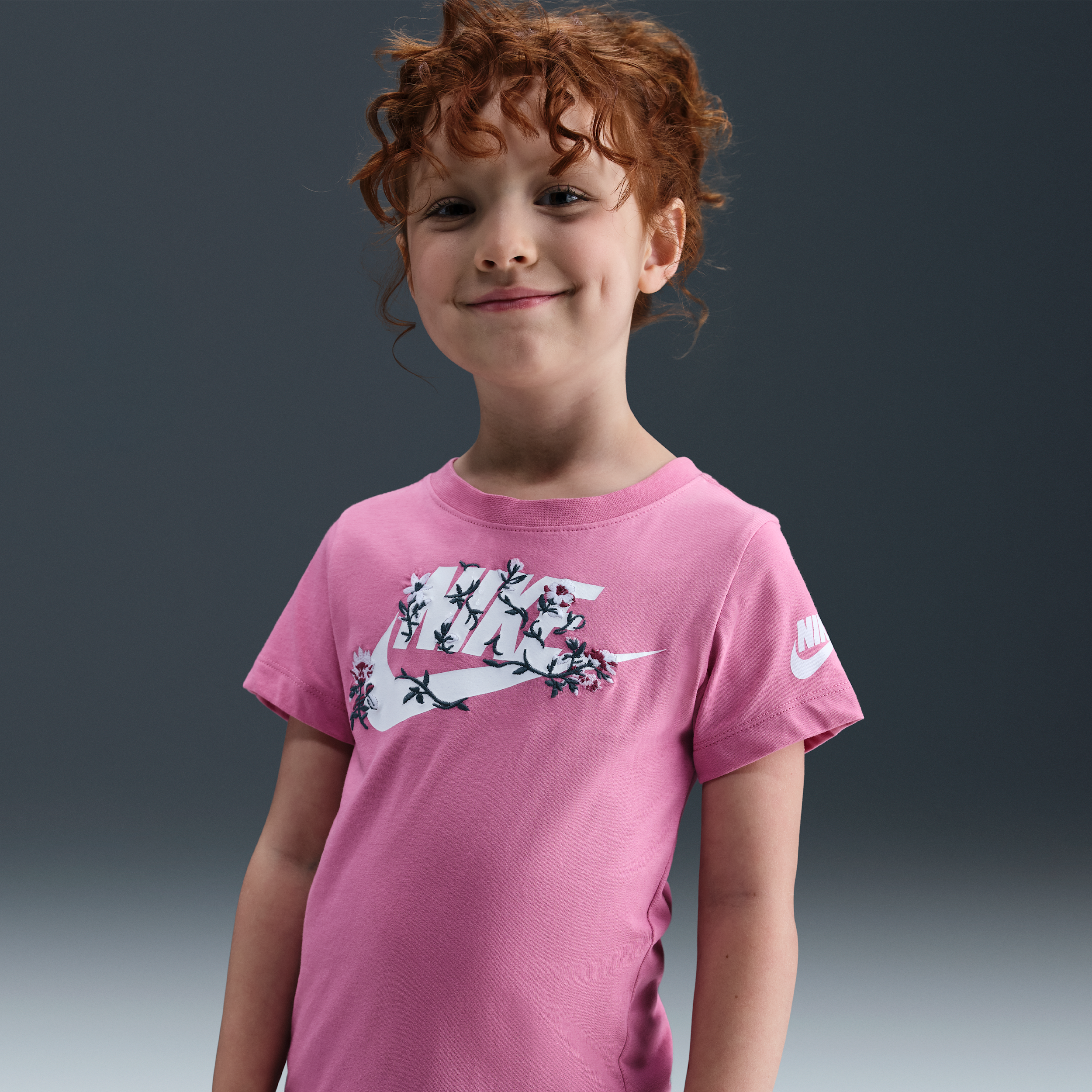 Nike T-shirt met bloemmotief voor kleuters - Roze