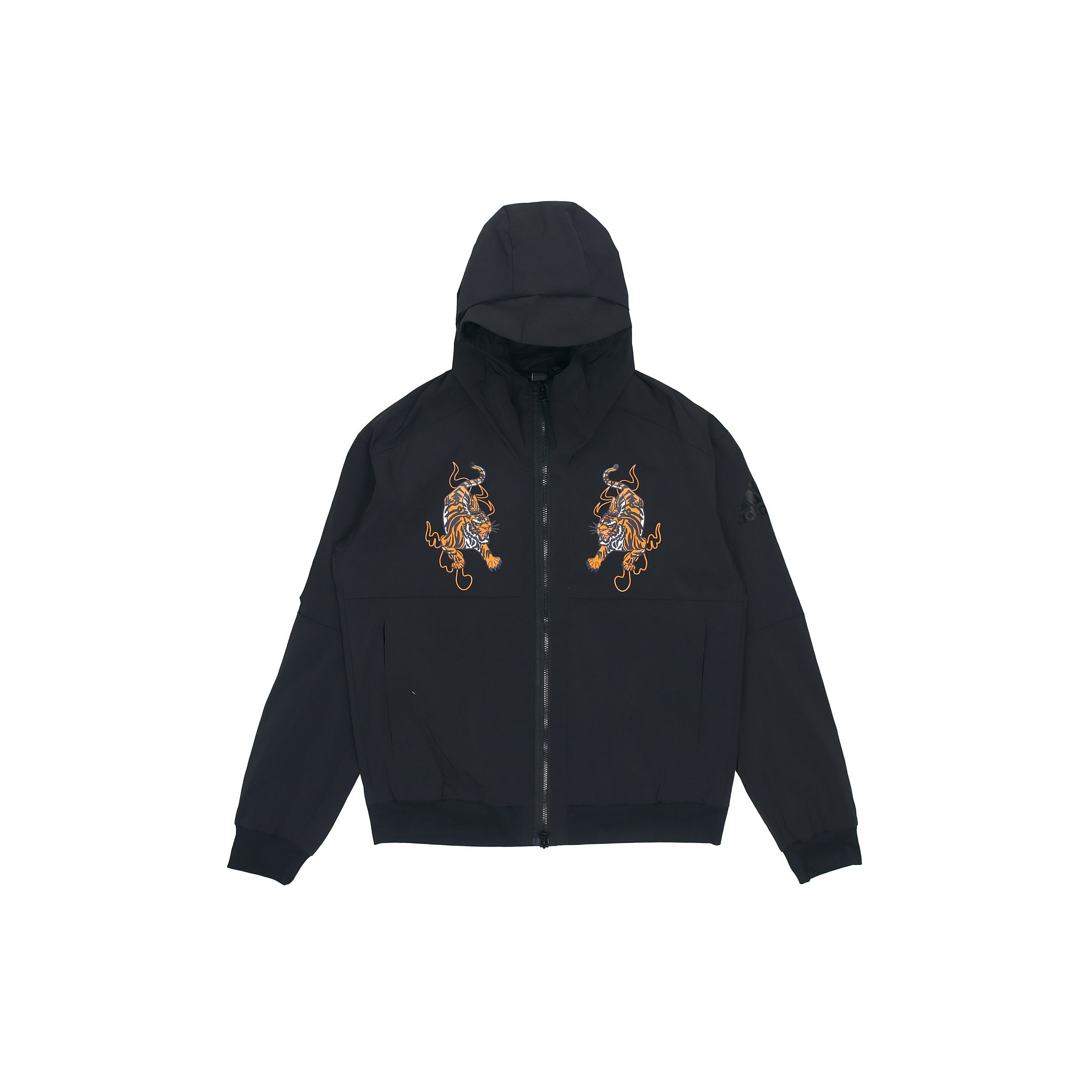 Adidas New Year Series Double Tiger Pattern Zip Hoodie Men Tops Black GG0767 XL