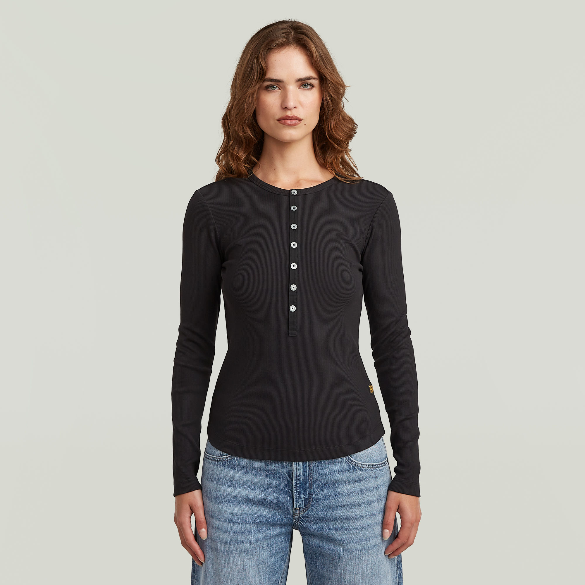 G-Star RAW Henley Slim T-shirt - Zwart - Dames