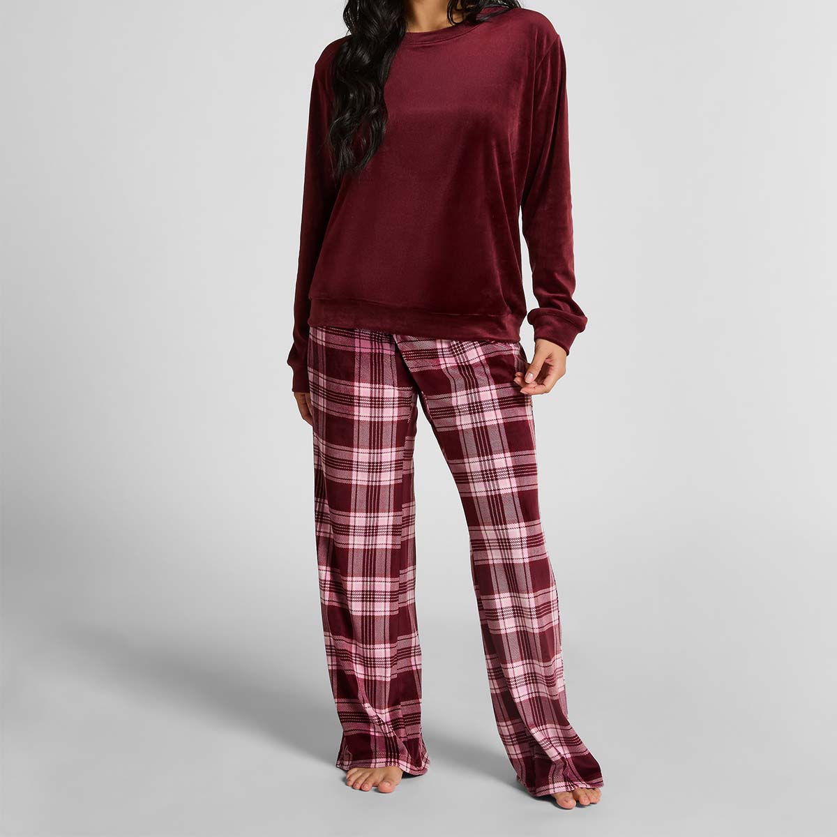 Hunkemöller Velours Check pyjama's, rood