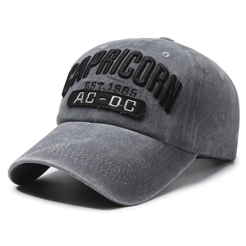 ONIHUA Letter Baseball Cap Dames Borduurpet Heren Outdoor Zonnehoed Paardenstaart Panama Cap Zonnebrandcrème Vissershoed Piekpet grijs