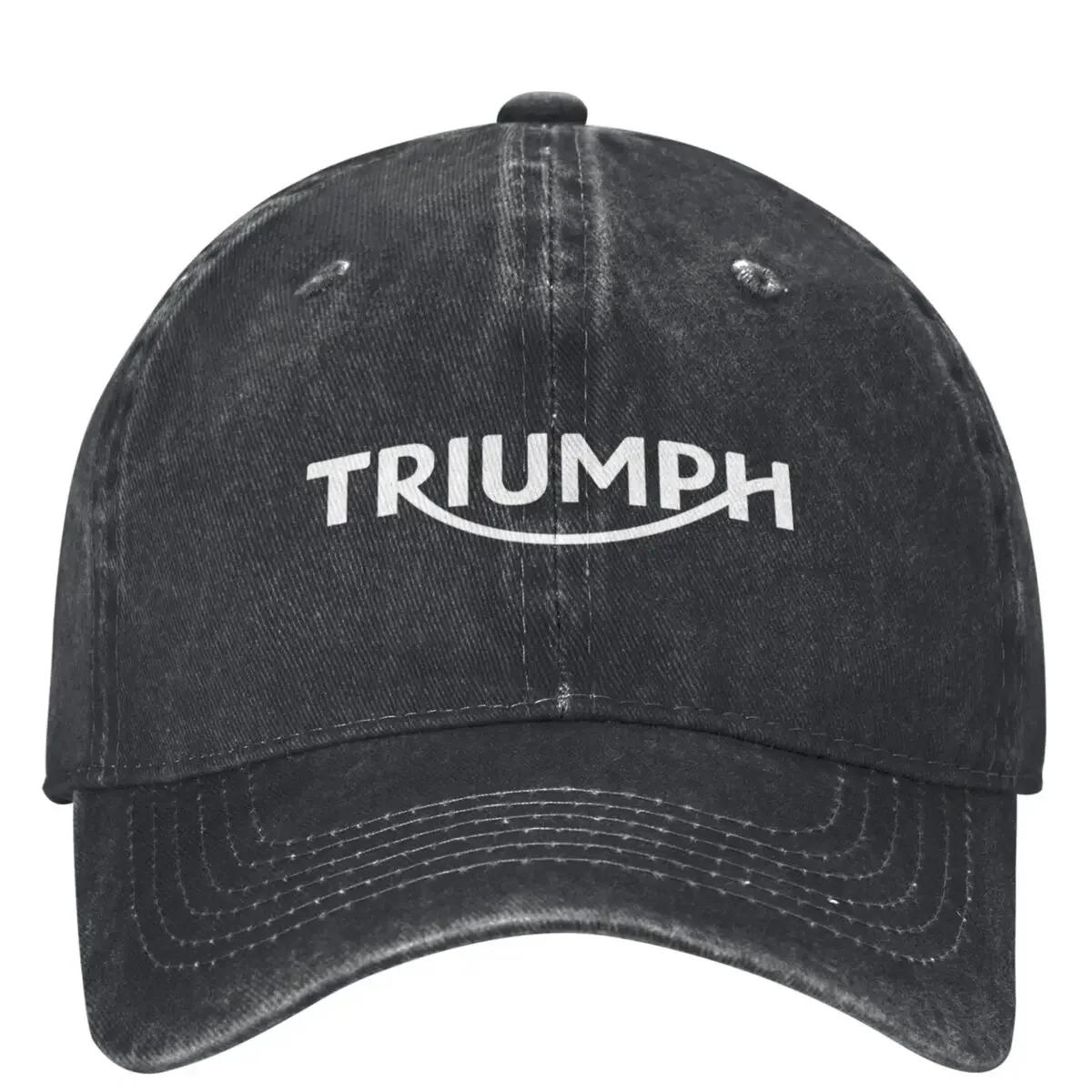 The best product for you Racing Triumphed Washed Baseball Cap Motorcycle Casual Trucker Hat Summer Unisex Teens Outdoor Sun Sun protection Baseball Caps Adjustable zwart
