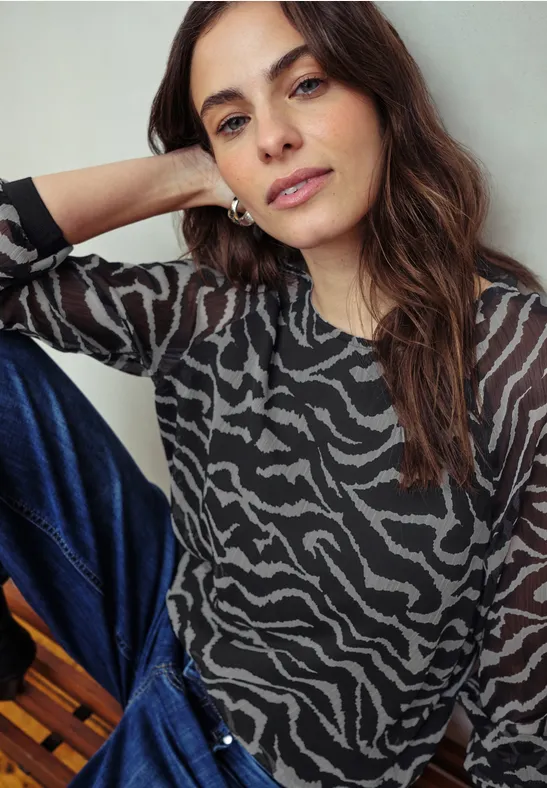 Street One Studio Chiffon blouse met zebraprint