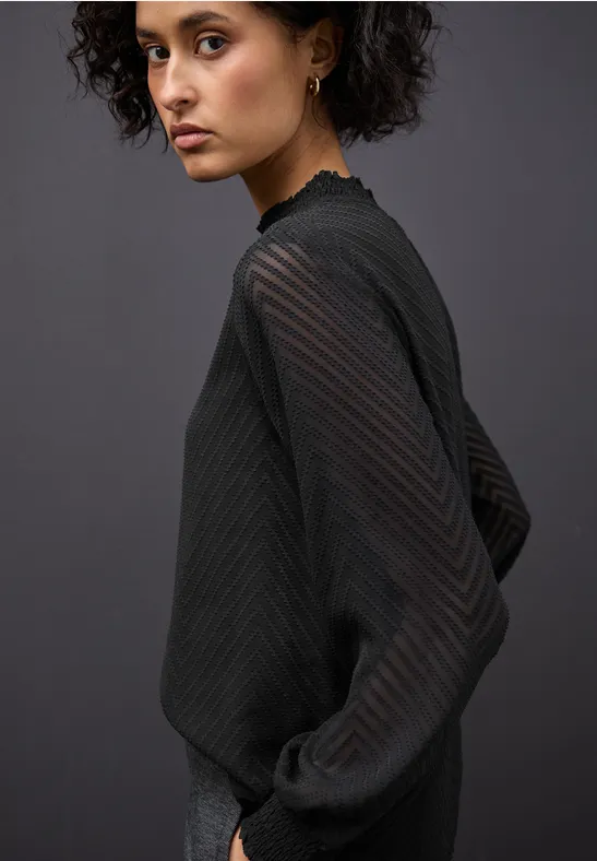 Street One Chiffon blouse met smokdetail