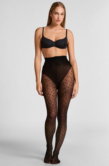 Hunkemöller Panty 15 Denier Leopard Zwart