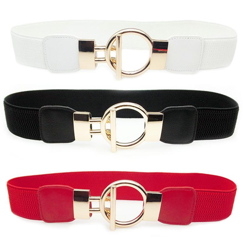 Earnest life Women Buckle Waistband Wide Elastic Stretch Waist Belt For Women Dress wit
